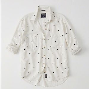 Abercrombie and Fitch Boyfriend soft Oxford shirt heart pattern